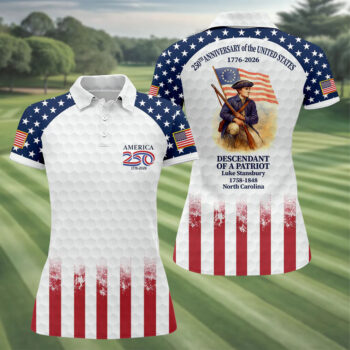 250 Years Of America Tropical Vibe Vintage Golf Polo Shirt, Patriotic 4th Of July Golf Shirt For Women (Copy)