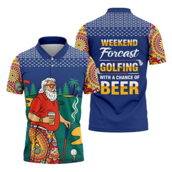 Funny Bearded Golfer Beer Lover Hawaiian Golf Shirt, Hawaiian Golf Shirt, Printed Golf Shirts