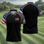 Custom Name We The People Golf Polo - Black & Gold Patriotic Men's Shirt, 250th Anniversary 1776-2026 Golfing Top