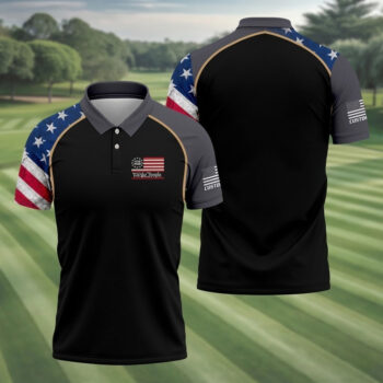 Custom Name We The People Golf Polo - Black & Gold Patriotic Men's Shirt, 250th Anniversary 1776-2026 Golfing Top