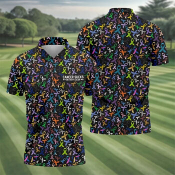 Cancer Sucks In Every Color Golf Tops For Men, Mens Golf Polo Shirts, Cancer Awareness Shirt, Cancer Survivor Shirt