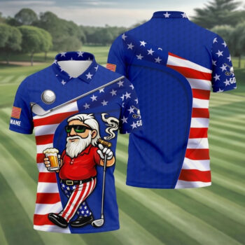 Funny Golf Shirt for Men – Patriotic Beer Drinker USA Flag Polo, Perfect 4th of July Gift for Golf Lovers