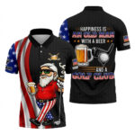 Funny Golf Gift for Men, Happiness Is an Old Man with a Beer USA Flag Polo Shirt, 250th Anniversary Golf Shirts For Men